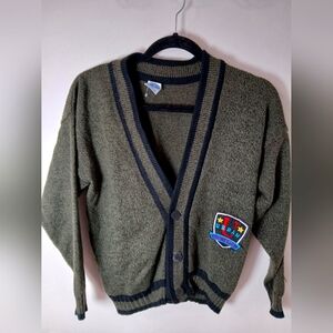 Vintage Wild Boys Urban Frontier Cardigan Sweater Green Black Patch Badge‎
